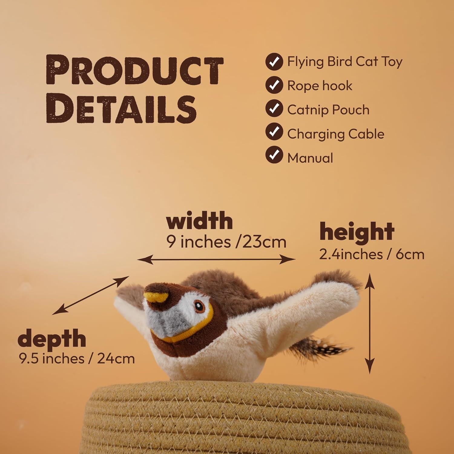Flying Bird Cat Toys for Indoor,Interactive Chirping Bird Cat Toys with Flapping Wings,Flying Simulation Electric Sparrow Shaking Hunting Pet Toy