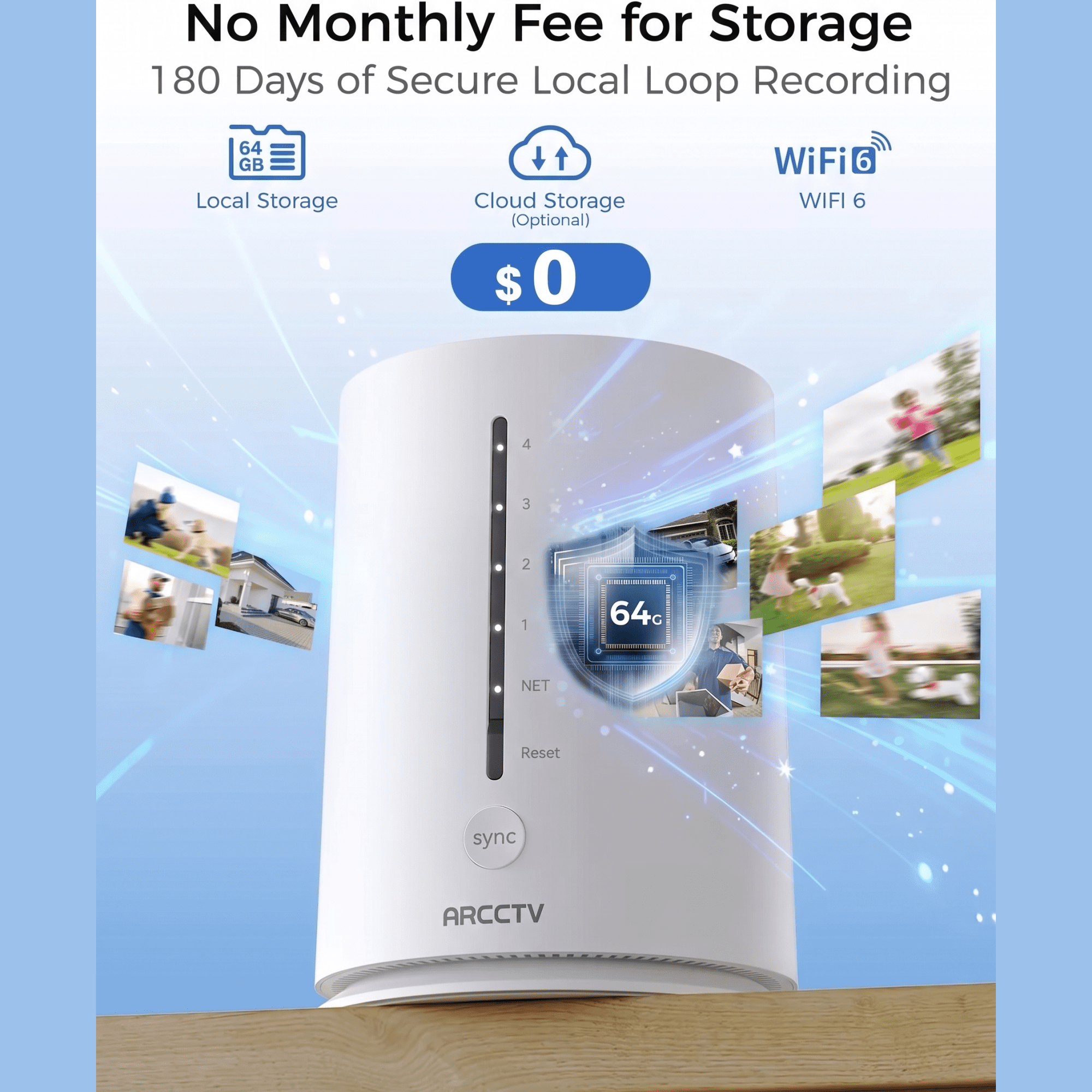 ARCCTV Solar Security Cameras Wireless Outdoor, 2K/4MP Home Security Camera System with Base Station,Color Night Vision,64GB Local Storage,5G&2.4G WiFi Camera 4Pcs,No Monthly Fee