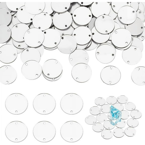 200Pcs Sew on Silver Mirror Rhinestones Flat Round Mirror Sew on Beads Mirrored Rhinestones Stone Sew On Mirror Pieces with Holes Flat Back Mirror Bead
