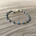 thumbnail image 2 of Lapis Lazuli 3-3.5mm Rondelle Shape Faceted Cut Beads 7 inch Adjustable Gold Plated Clasp Bracelet for men, women, unisex. Link Chain Stacking Bracelet.|LINK_04238, 2 of 4