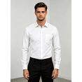 thumbnail image 2 of Men Stretch Non‑Iron Long Sleeve Dress Shirts, Classic Fit Pocket Design Work Shirts For Office, Wedding, Daily Wear, 2 of 6