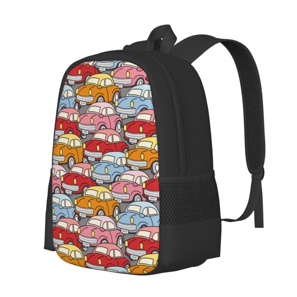 Easygdp Cute Cars Mochila de Gran Capacidad Minimalista Ideal para Escuela, Viajes y Uso Diario