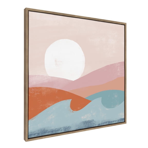 Kate and Laurel Sylvie Endless Summer Framed Canvas Wall Art by Kate Aurelia Holloway, 30x30 Gold, Nature Skyline Sunny Ocean Art for Wall