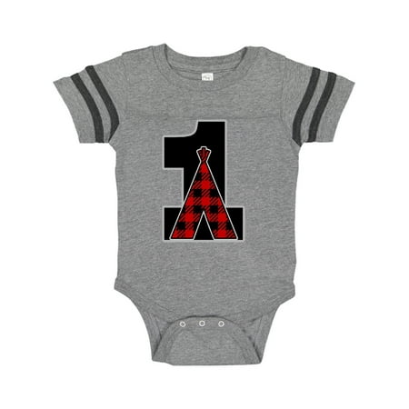 

Inktastic 1st Birthday Buffalo Plaid Teepee Gift Baby Boy or Baby Girl Bodysuit