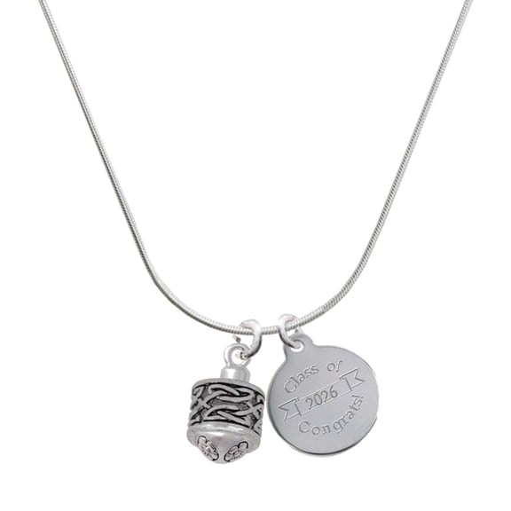 Delight Jewelry Silver-tone Celtic Knot Band Spinner - Engraved Congrats Class of 2026 Charm Necklace, 18"