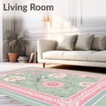 thumbnail image 2 of ODIKA 8'x10' Machine Washable Non-Slip Area Rug, Chinoiserie Garden Scene with Exotic Birds and Blooming Branches High Traffic Rug with Pad, Pink, 601157, 2 of 8