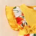 thumbnail image 4 of Lilgiuy Toddler Girls' Fashion Outfit Little Flying Sleeves Lace Sleeveless Bowtie Sunflower Romper Dress with Hairband Summer Sales, 4 of 5