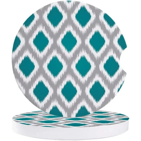 

KXMDXA Abstract Geometric Art Design Pattern Blue Green Set of 6 Car Coaster for Drinks Absorbent Ceramic Stone Coasters Cup Mat with Cork Base for Home Kitchen Room Coffee Table Bar Decor