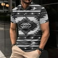 thumbnail image 4 of Camisas de Manga Larga para Hombres Impresos Girar Hacia Abajo Botones de Cuello Lateral Dividido, Casual Blusa de Manga Corta, 4 of 5
