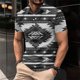 thumbnail image 4 of Camisas de Manga Larga para Hombres Impresos Girar Hacia Abajo Botones de Cuello Lateral Dividido, Casual Blusa de Manga Corta, 4 of 5