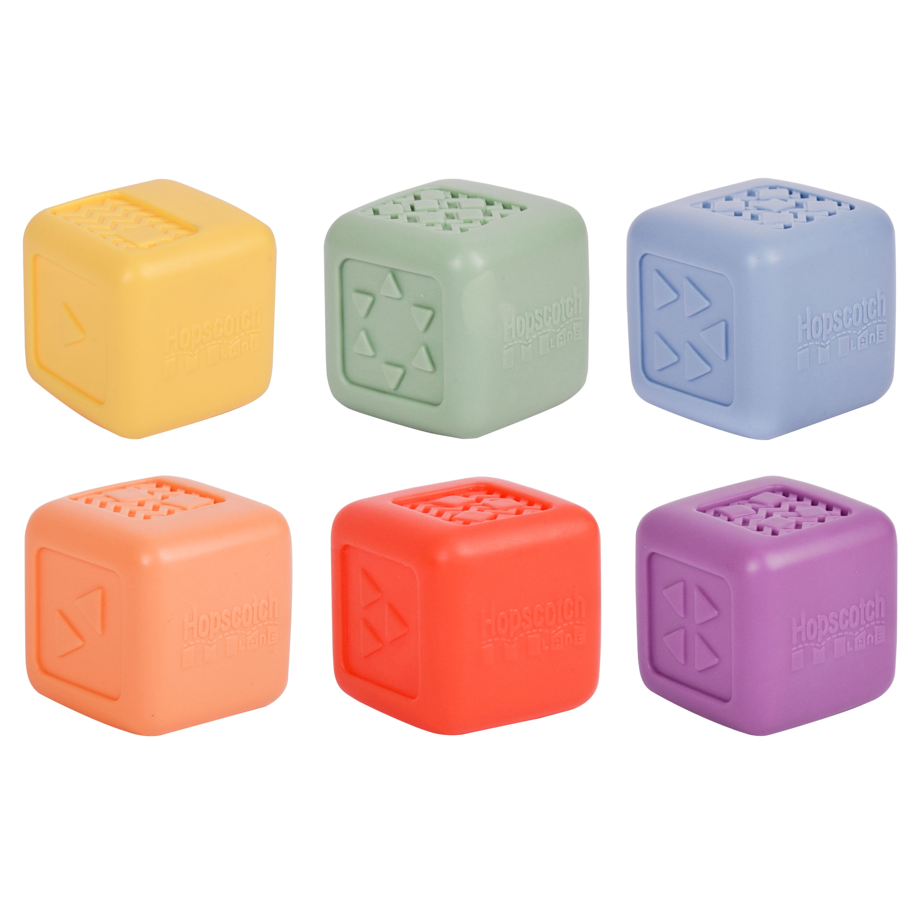Hopscotch Lane Stack-n-Squirt Blocks - 6 Pack  Soft Plastic Bath Squirters, Baby & Toddler 6+ Months