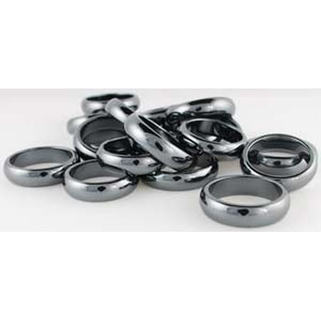 Hematite Ring - Hematite Ring Worn For Balance and Grounding Bag of 20 Rings Are All Sizes and 6mm Thick Rounded Design