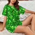 thumbnail image 4 of Fotbe St Patrick's Day2 Conjunto de Pijama Estampado para Mujer, 2 Piezas, Ropa de Dormir con Camiseta de Manga Corta y Shorts Suaves-Small, 4 of 6