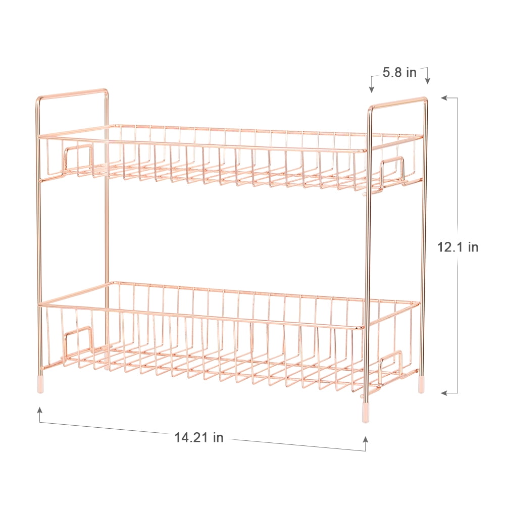 Rose Gold 2 Tier Countertop Spice Rack Organizer Storage Shelf by [Brand Name]
