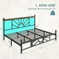 thumbnail image 3 of EnHomee King Size Metal Bed Frame with Vintage Headboard & Footboard Metal Platform Bed Frame King with LED Lights & Storage, Noise Free, Black, 3 of 7