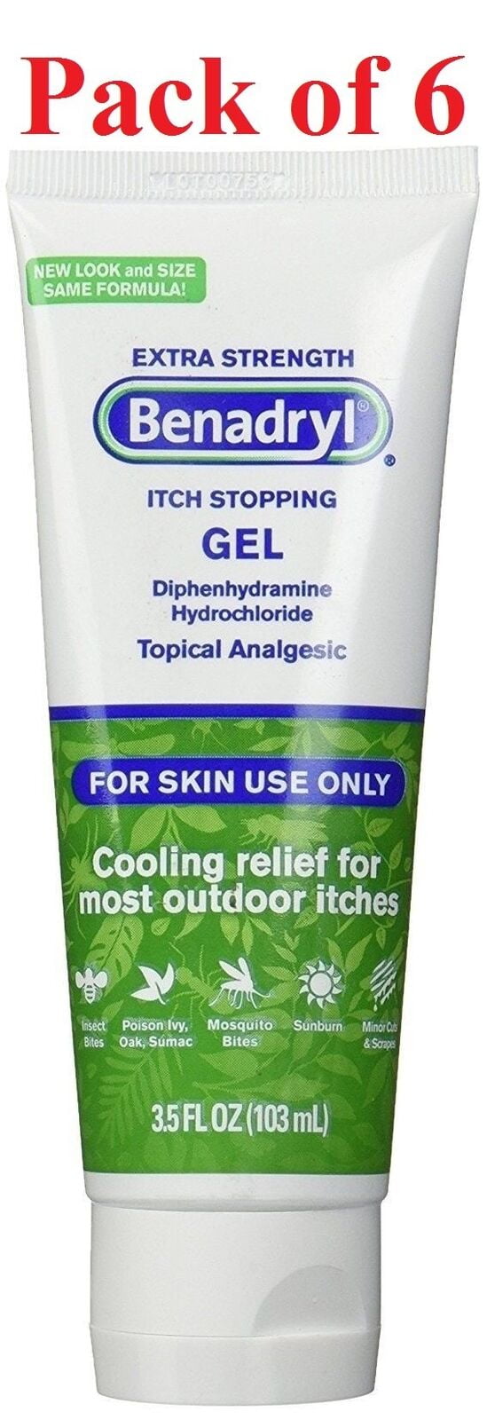 Benadryl Extra Strength Itch Stopping Gel 3.5 oz (Pack of 6)