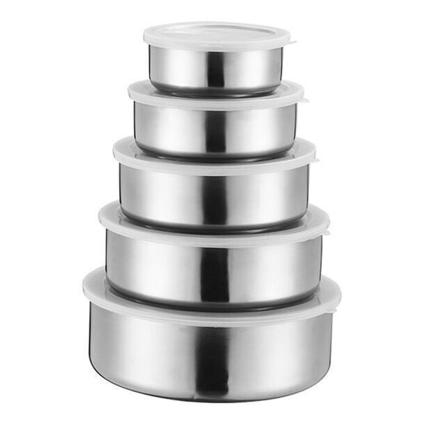 Contenedor Alimentos Acero Inoxidable 5 Piezas Caja Almuerzo Sellada de Almacenamiento Verduras con Tapas Caja de Almacenamiento de Alimentos TazóN de Caja de Almuerzo