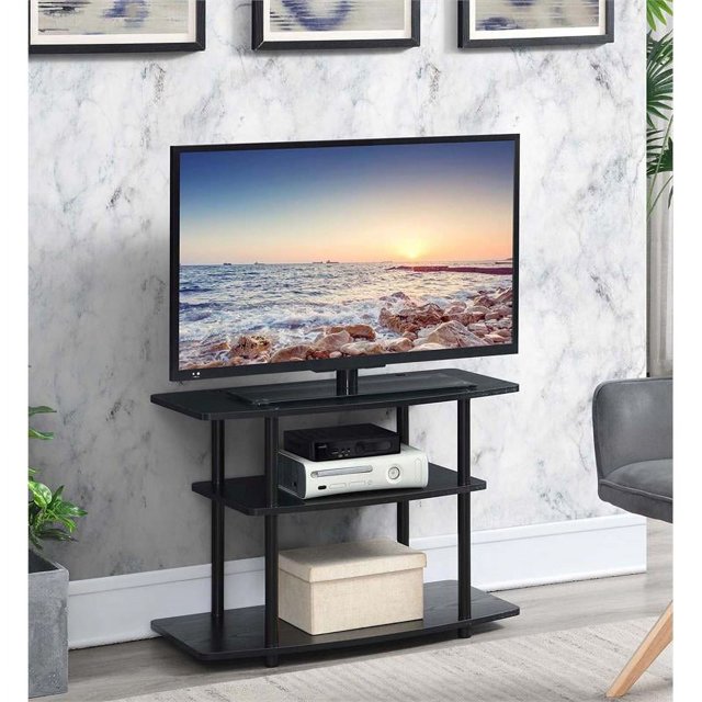 Convenience Concepts Designs2Go Meuble TV à Trois Niveaux en Finition Bois Noir