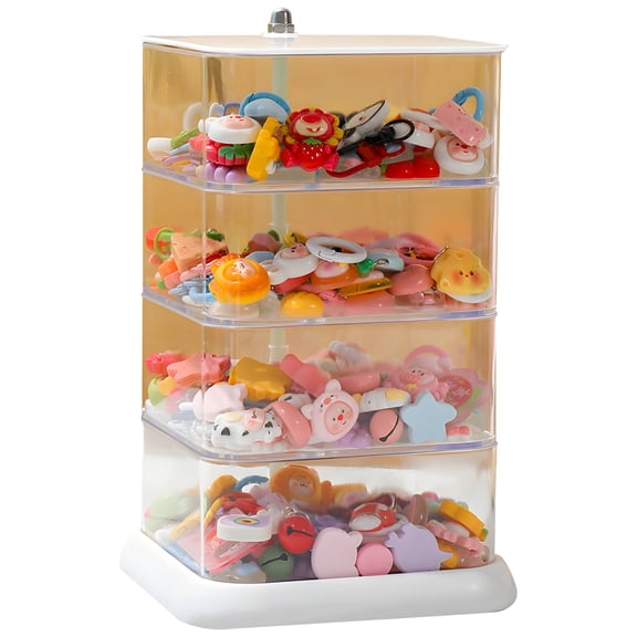 4-Layer Transparent Rotating Acrylic Jewelry Organizer, Headband Storage, Hair Tie Holder, Hair Accessories Container, Large Capacity, Desk Countertop Display
