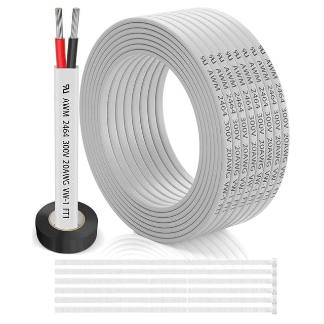 Cable eléctrico WJRZA calibre 20, 2 conductores, 9 m, PVC