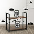 thumbnail image 3 of PRZL 2 Tier Small Bookshelf, 24 Inch Width Free Standing Shelf, Industrial Book Shelves for Home Office, Bookcase Shelf Storage Organizer for Living Room, Rustic Oak Vintage Shelves & Metal Frame, 3 of 6