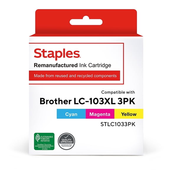 Remanufactured TRU RED Brother LC103CL Cyan/MA/YW High Yield Ink Cartridges 3/PK TRLC1033PK/SIB-