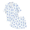 thumbnail image 5 of Womens Pajama Set Casual Easter Short Sleeve Button Shirt Shorts Fall Outfits Clothes,Sky Blue,L, 5 of 5