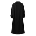 thumbnail image 4 of Vestido largo con cuello en V y botones para mujer: color liso, manga larga, poliéster, informal/de noche, S-XXL, 4 of 5