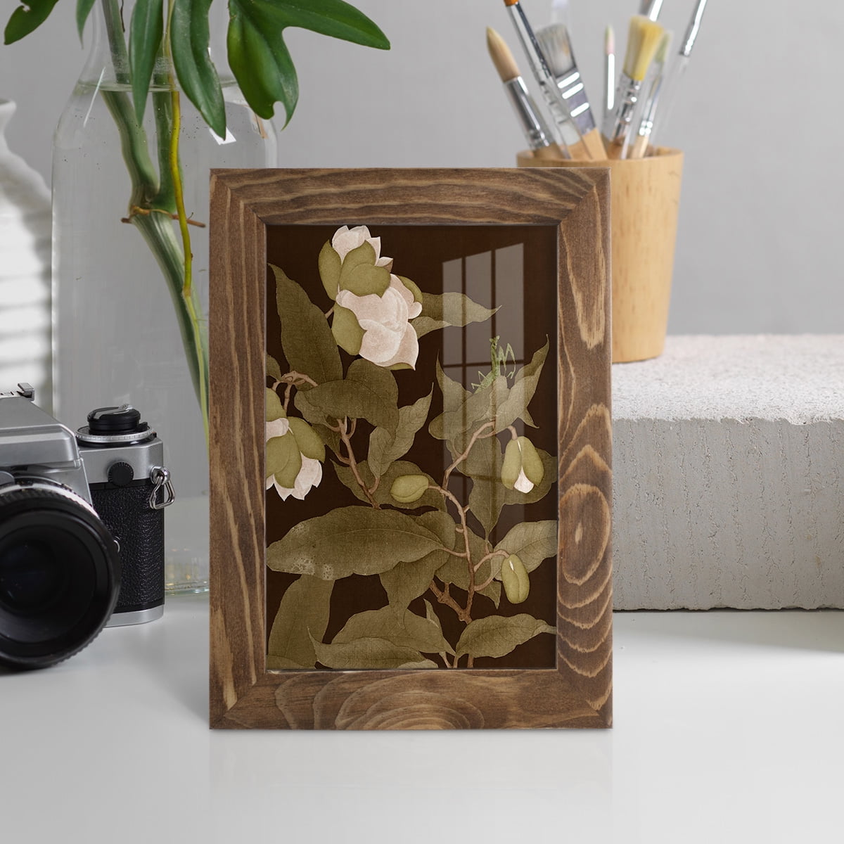 Asian Brocade I - Framed Print w/glass - Walnut