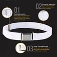 thumbnail image 3 of Hold'em Elastic Belt for Toddler Unisex Kids with Silver Square Buckle - White, 3 of 6