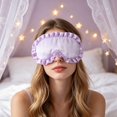 thumbnail image 4 of Krdevn Ruffled Satin Sleep Eye Mask Soft Lightweight Full Light Blocking Comfortable Eye Cover Travel Home Nap Night Sleeping Relax Sleep Aid Accessory, 4 of 7