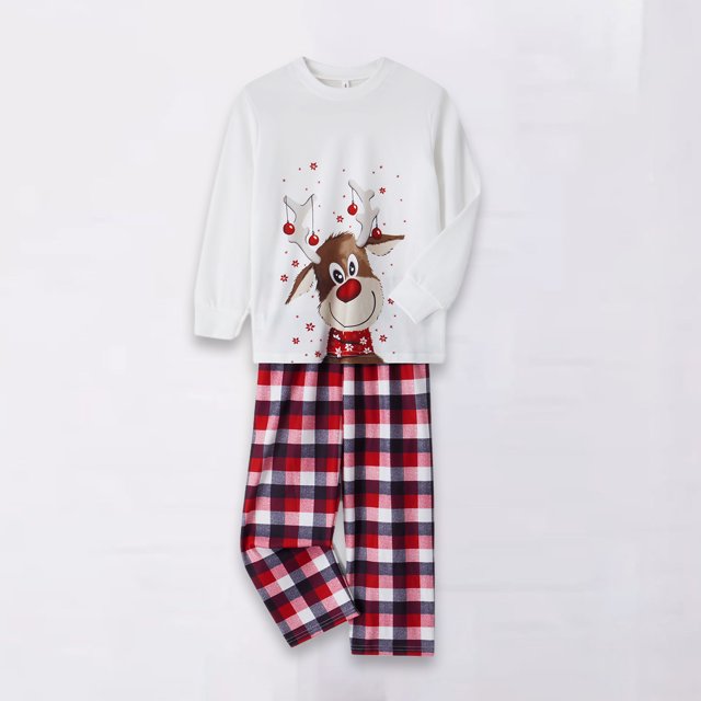 Conjunto de pijama familiar de 2 piezas Conjunto de ropa de dormir de cintura elástica con estampado de alces de ajuste holgado FLhrweasw Para estrenar