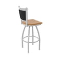 thumbnail image 2 of 870 Hadleigh 25" Swivel Counter Stool with Anodized Nickel Finish and Medium Oak Seat and Black Vinyl Back, 2 of 5