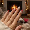 thumbnail image 3 of Uñas postizas adhesivas YIYILEIC navideñas rojas con copo de nieve, forma almendra, 24 piezas, 3 of 9