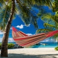 thumbnail image 2 of 2-Person Hanging Hammock Cotton Swing Hammock Bed with Carry Bag Portable Hammock Bed Multifunction Brazilian Style Hammock Red Stripe, 2 of 9