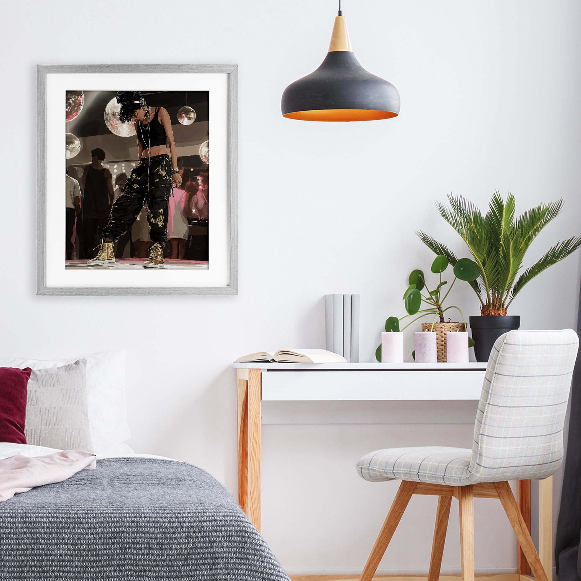 Stupell Industries Silent Disco Lone Dancer Gray Framed Print Under Glass, design by Franklyn Gregory