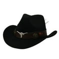 thumbnail image 3 of Sombrero de vaquero para mujer y hombre, cómodo sombrero de vaquera para pesca, senderismo, fiestas temáticas. Negro, 3 of 9