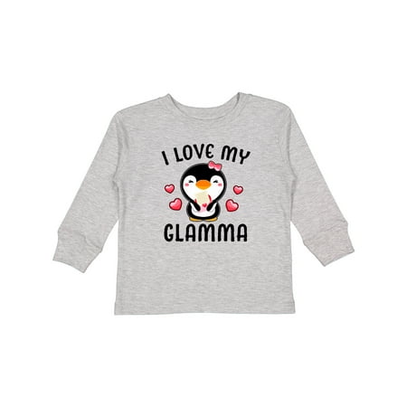 

Inktastic I Love My Glamma with Cute Penguin and Hearts Girls Long Sleeve Toddler T-Shirt