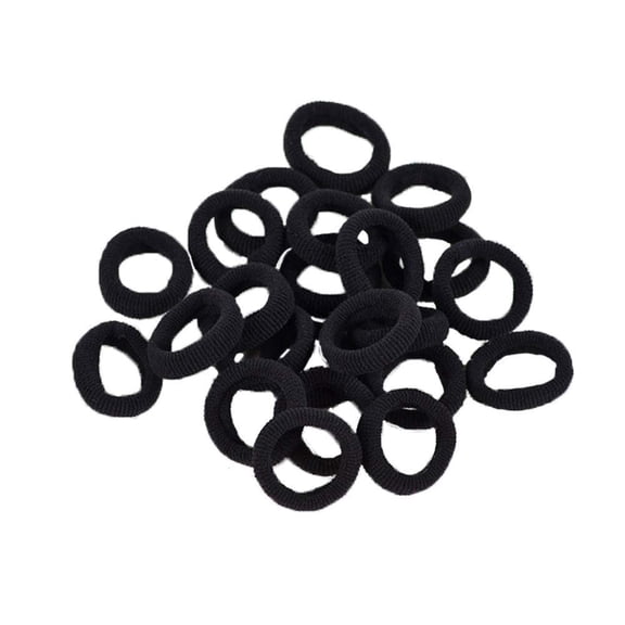 1inch in Diameter Elastic Cotton Stretch Hair Ties Bands for Toddler Baby Girl Women Very Thin & Fine Hair,Small Size Rubber Band Ponytail Holders/100pcs/Black