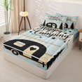 thumbnail image 3 of Manfei Kawaii Camper Zipper Queen Comforter Set with Fitted Sheet and 2 Pillowcases,Cute Adventure Car Zipper Bedding Set,Beige Blue Black,Reversible, 3 of 7
