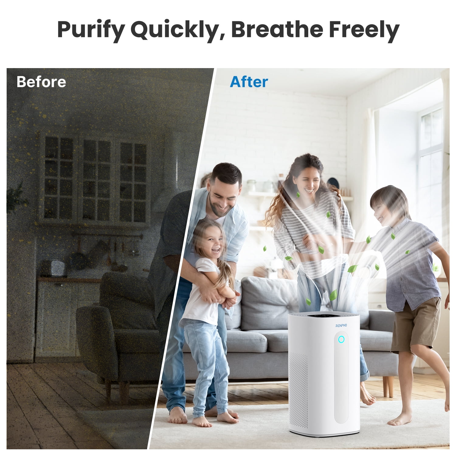RENPHO True HEPA Air Purifier R-M003, Air Cleaner for Large Room up to 2420 ft², PM2.5, White