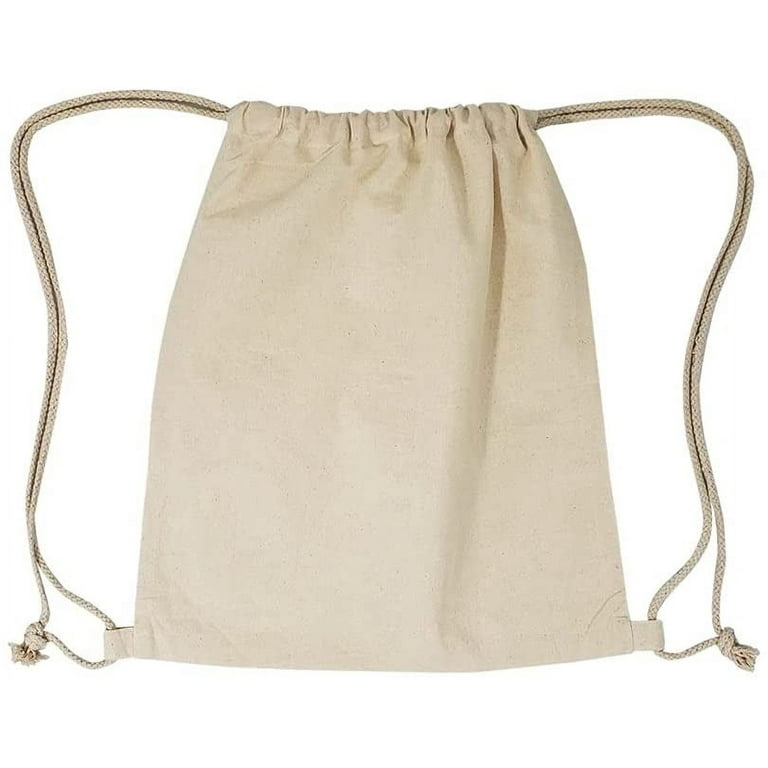 【13MONTH】Recycle String Backpack (KHAKI) 12Pcs Natural Color Drawstring Backpack Bag Cinch Sack Pull