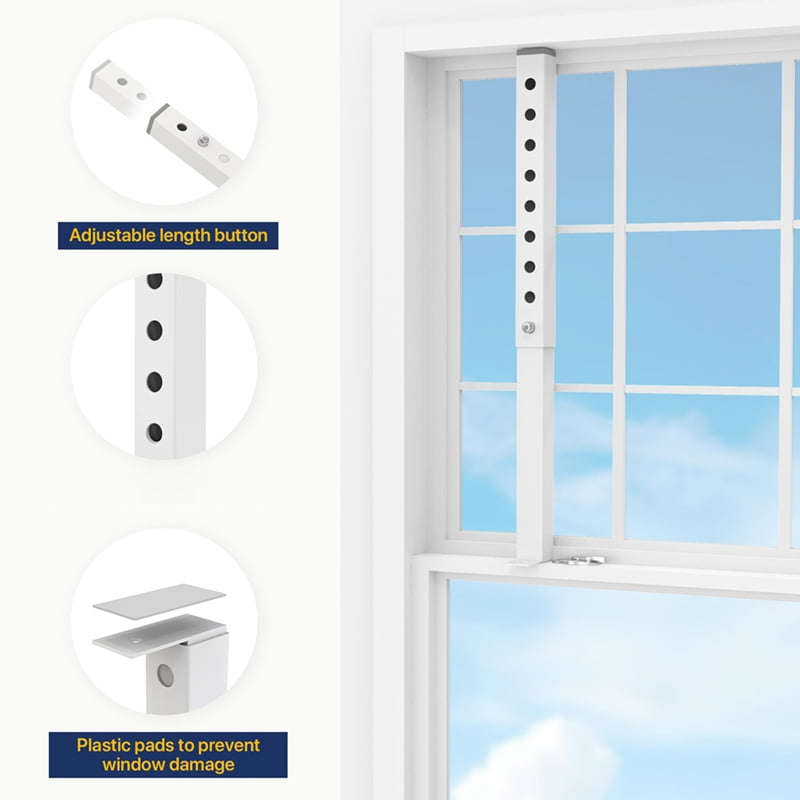Adjustable AC Window Lock Bar, Small Security Bars for Child Safety, Stoppers Vertical Sliding A New