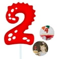 thumbnail image 1 of Bougies d'Anniversaire Chiffre (2 Bougies Rouges) Forme de Dinosaure Chiffre Joyeux Anniversaire Bougies de Gâteau pour Décoration de Fête d'Anniversaire Dinosaure Réunions Thème Fête, 1 of 5