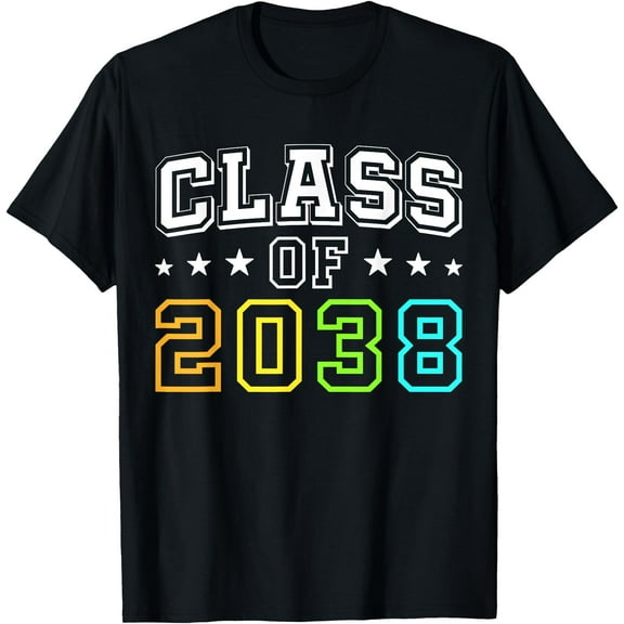 Class of 2038 First Day of Kindergarten Kids Teachers T-Shirt,Black