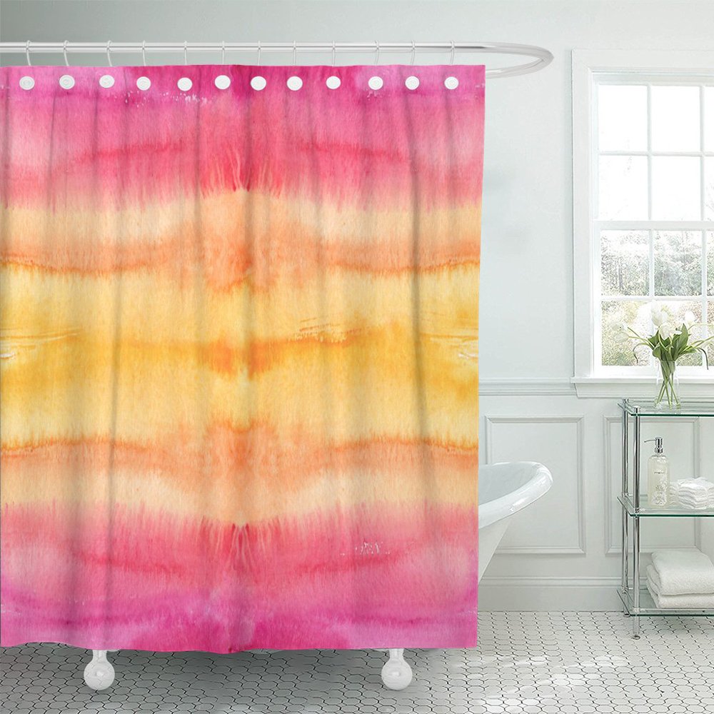 PKNMT Orange Pattern Wide Fuzzy Yellow and Pink Stripes Polyester