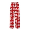 thumbnail image 4 of Fgvctg Mens Pajama Pants Valentine's Day Oversized Wide Leg Sleepwear Pajamas Pant Lover Love Heart Print High Waisted Pj Spring Drawstring Lounge Pants with Pockets Deep Red L, 4 of 5