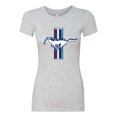 thumbnail image 2 of Wild Bobby Ford Mustang Retro USA Vintage Logo Classic Bar, Cars and Trucks Women Slim Fit Junior Tee, 2 of 6