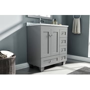 Eviva Happy 30 x 18 Transitional Gray Bathroom Vanity with White Carrara Marble Countertop