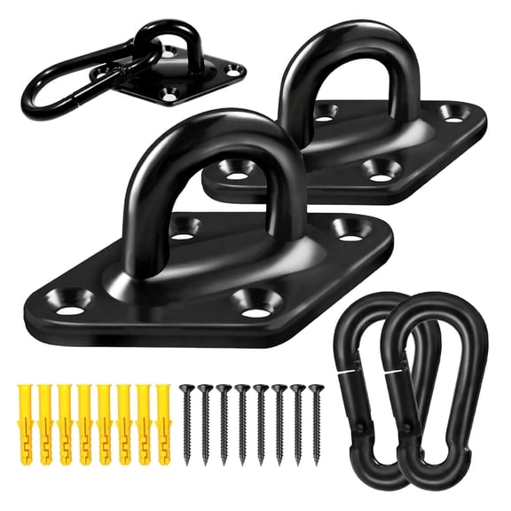Upgraded Stainless Steel Hooks, 2 pcs 1800lb Heavy Duty Hammock Hanging Kit with Snap Hooks & Screws for Wall, Ceiling Mount (Indoor/Outdoor)